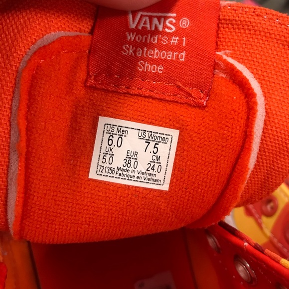 ***SOLD!***NWT Vans Sk8-Hi Orange camo shoes 6 7.5 - Picture 9 of 9